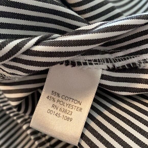 Christopher & Banks Petite Black White Stripe Top Shirt Blouse Button PM medium - Picture 6 of 7
